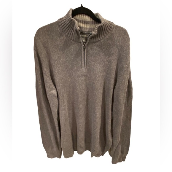 Eddie Bauer 1/4 Zip Brown Knit Pullover Sweater Men's Size TL - Picture 1 of 8